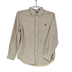 Boys Ralph Lauren Plaid Button Down Shirt Long Sleeve‎ Collared Top Large 14-16